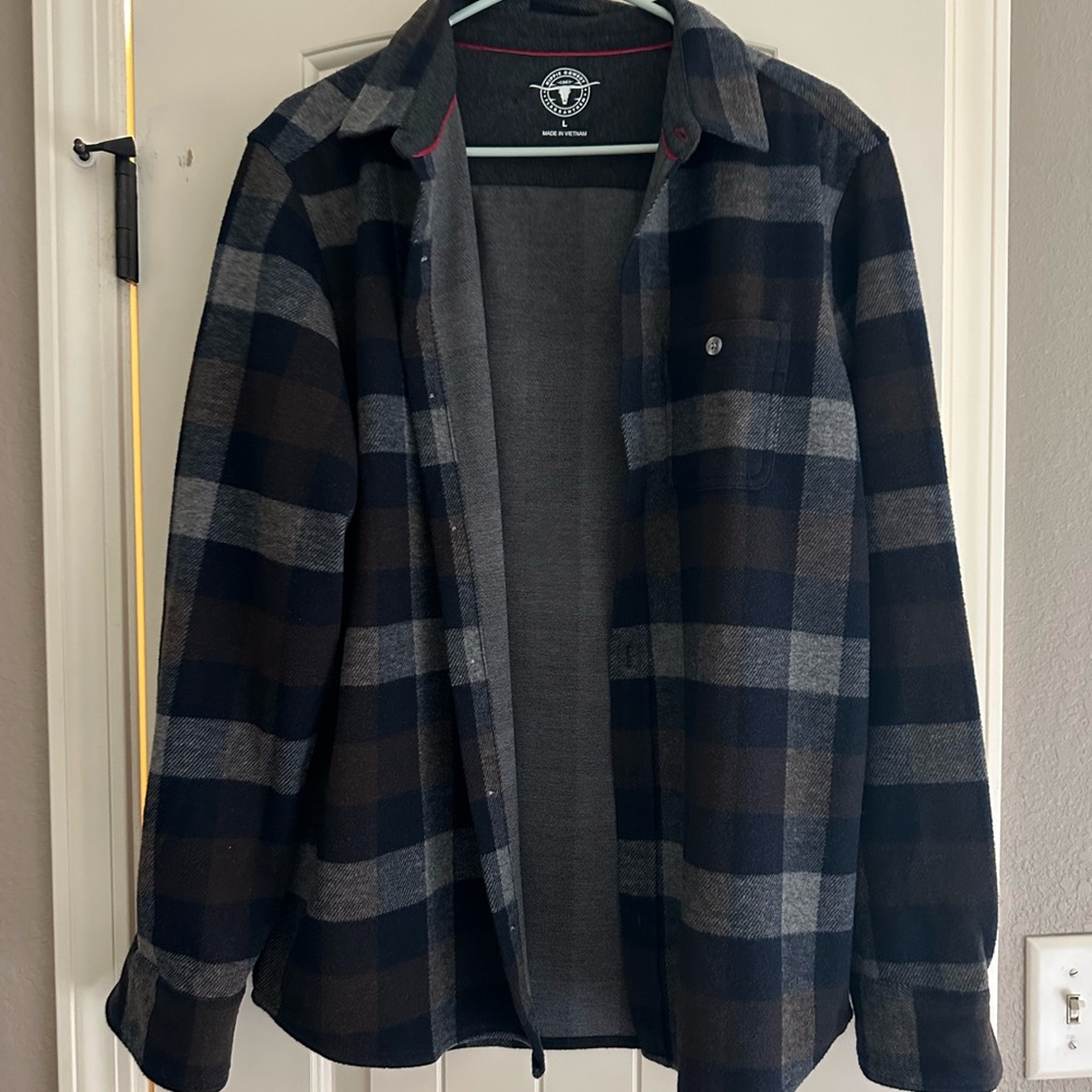 Men's Plaid Button up shirt Black and Brown